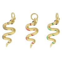 Enamel Brass Pendants, Snake, gold color plated Approx 3mm 