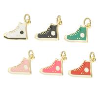 Enamel Brass Pendants, Shoes, gold color plated Approx 3mm 