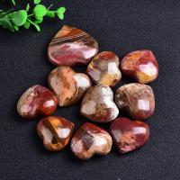 Petrified Wood Palm Stone Decoration, Heart, polished, for home and office 