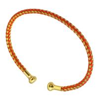 Stainless Steel Cuff Bangle, 304 Stainless Steel, with Nylon Cord, 18K gold plated, fashion jewelry & Unisex, red, 3mm, Inner Approx 