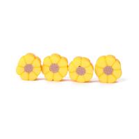 Flower Polymer Clay Beads, DIY, yellow Approx 