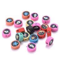 Polymer Clay Jewelry Beads, Flat Round & DIY, mixed colors, 10mm 