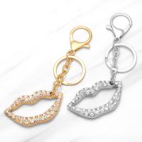 Zinc Alloy Key Clasp, Lip, plated, for woman & with rhinestone .1 Inch 