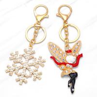 Zinc Alloy Key Clasp, gold color plated & for woman & enamel & with rhinestone, golden .2 Inch 