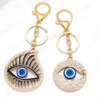 Zinc Alloy Key Clasp, Evil Eye, gold color plated, Unisex & enamel & with rhinestone, golden .1 Inch 