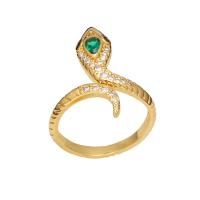 Brass Cuff Finger Ring, gold color plated & micro pave cubic zirconia & for woman 25mm 