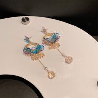 Zinc Alloy Rhinestone Drop Earring, fashion jewelry & for woman & with rhinestone 