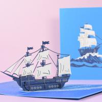 Papel 3D tarjeta de felicitación, Barco de vela, hecho a mano, Plegable & Efecto 3D, 150x200mm, Vendido por UD