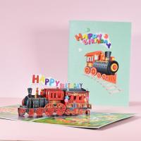 Paper 3D Greeting Card, Train, handmade, Foldable & 3D effect 