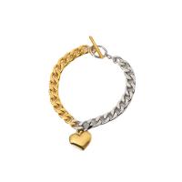 Stainless Steel Charm Bracelet, 304 Stainless Steel, Heart, Vacuum Ion Plating, fashion jewelry & for woman, 7.81mm,14.03mm Approx 7.28 Inch 