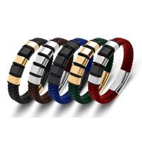 Leatheroid Cord Bracelets, Leather, with 316L Stainless Steel, plated, fashion jewelry & for man 