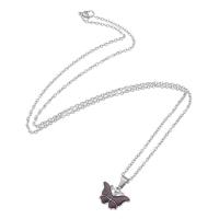 выцветающее ожерелье эмали, цинковый сплав, с Лэмпворк, бабочка, плакирован серебром, ювелирные изделия моды & Женский & настроение эмаль, серебряный длина:24 дюймовый, продается PC