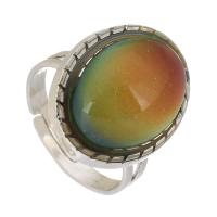 Mood Finger Ring, Zinc Alloy, with Lampwork, Dome, silver color plated, fashion jewelry & change their color according to the temperature, silver color 4mm, US Ring 