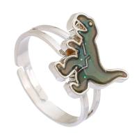 Mood Finger Ring, Zinc Alloy, with Lampwork, Dinosaur, silver color plated, fashion jewelry & change their color according to the temperature, silver color 4mm, US Ring 