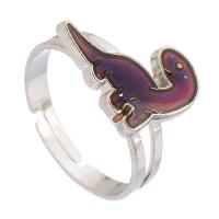 Mood Finger Ring, Zinc Alloy, with Lampwork, Dinosaur, silver color plated, fashion jewelry & change their color according to the temperature, silver color 4mm, US Ring 