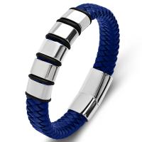 PU Leather Cord Bracelets, with 316L Stainless Steel & for man 