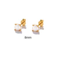 Sterling Silver Stud Earring, 925 Sterling Silver, gold color plated & for woman & with plastic pearl 