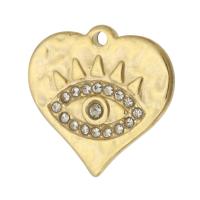 Rhinestone Stainless Steel Pendants, 304 Stainless Steel, Heart, gold color plated, DIY & with glass rhinestone Approx 1mm 