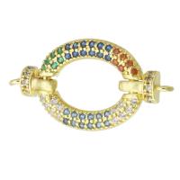 Cubic Zirconia Micro Pave Brass Connector, Ellipse, plated, micro pave cubic zirconia & hollow 