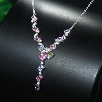 Rhinestone Brass Necklace, with 1.97inch extender chain, fashion jewelry & for woman & with rhinestone Approx 15.75 Inch 