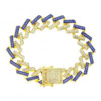 Zinc Alloy Rhinestone Bracelets, fashion jewelry & for man & with rhinestone 15mm Approx 7.48 Inch 
