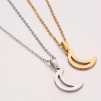 Stainless Steel Jewelry Necklace, 304 Stainless Steel, Moon, Vacuum Ion Plating, fashion jewelry & for woman cm 