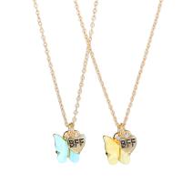 Resin Zinc Alloy Necklace, with Resin, with 8cm extender chain, Butterfly, gold color plated, 2 pieces & fashion jewelry & for woman, multi-colored cm 