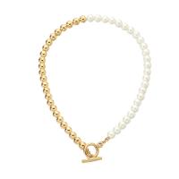 Plastic Pearl Necklace, Zinc Alloy, with ABS Plastic Pearl, plated, fashion jewelry & for woman 8mm cm 
