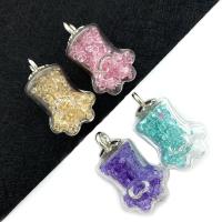 Crystal Brass Pendants, Glass, with Crystal & Brass, Claw, silver color plated, Unisex 