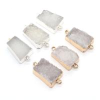 Ice Quartz Agate Connector, with Brass, Rectangle, plated, DIY & 1/1 loop 
