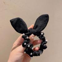 Bunny Ears Hair Scrunchies, Cloth, with Plastic Pearl, fashion jewelry & for woman 