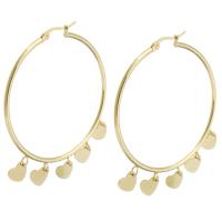 Huggie Hoop Drop Earring, Нержавеющая сталь 304, Сердце, вакуумное ионное покрытие, ювелирные изделия моды & Женский, Золотой, продается Пара