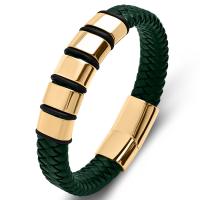 Bracelet en cuir artificiel, avec acier inoxydable 316L, Placage, bijoux de mode & longueur différente pour le choix & unisexe, plus de couleurs à choisir Vendu par PC