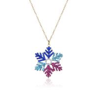 Stainless Steel Jewelry Necklace, 304 Stainless Steel, with Sequins, with 5cm extender chain, Snowflake, Vacuum Ion Plating, fashion jewelry & for woman 25mm cm 