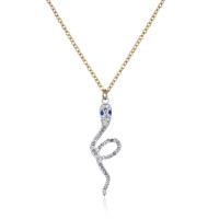 Cubic Zirconia Stainless Steel Necklace, 304 Stainless Steel, with 5cm extender chain, Snake, gold color plated, fashion jewelry & micro pave cubic zirconia & for woman, golden, 35mm cm 