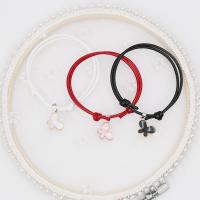Fashion Create Wax Cord Bracelets, with Zinc Alloy, Flat Round, gold color plated, Adjustable & three pieces & fashion jewelry & Unisex & enamel, mixed colors cm 