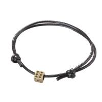 Fashion Create Wax Cord Bracelets, with Zinc Alloy, Flat Round, antique bronze color plated, Adjustable & fashion jewelry & Unisex 7mm cm 