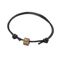 Fashion Create Wax Cord Bracelets, with Zinc Alloy, Flat Round, plated, 2 pieces & Adjustable & fashion jewelry, black, 8mm cm 