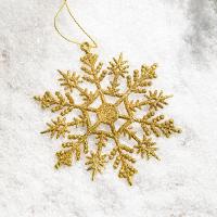 Christmas Hanging Decoration, Plastic, Snowflake, DIY golden 