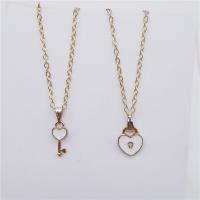 Couple Zinc Alloy Necklace, with 5cm extender chain, heart and key, plated, 2 pieces & fashion jewelry & enamel cm 