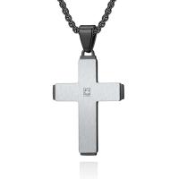 Titanium Steel Necklace, Cross, plated & for man Approx 17.7 Inch 