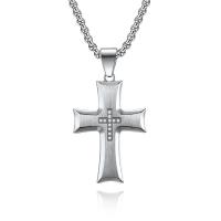 Titanium Steel Jewelry Necklace, Cross, plated Approx 17.7 Inch 
