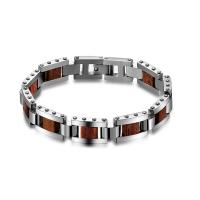 Titanium Steel Bracelet & Bangle, with Wood, plated, fashion jewelry & for man 