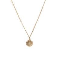 Stainless Steel Jewelry Necklace, 304 Stainless Steel, with 2inch extender chain, Flat Round, 18K gold plated, with flower pattern & for woman Approx 17.7 Inch 