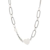 Brass Jewelry Necklace, Heart, platinum color plated, Korean style & for woman Approx 16 Inch 