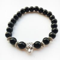 Gemstone Bracelets, with Zinc Alloy, Leopard & Unisex Approx 7 Inch 