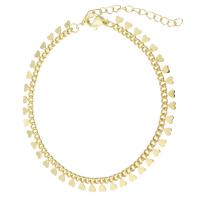 Bracelets en laiton, coeur, Placage de couleur d'or, pour femme Environ 9.2 pouce, Vendu par PC
