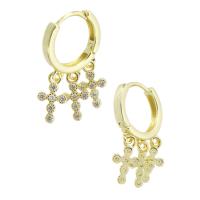 Huggie Hoop Drop Earring, Brass, plated, micro pave cubic zirconia & for woman 