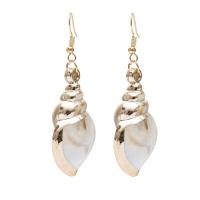 Freshwater Shell Earring, Zinc Alloy, with Shell, gold color plated, fashion jewelry & for woman, 45mm 