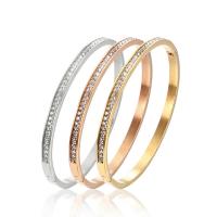 Titanium Steel Bangle, Vacuum Ion Plating, fashion jewelry & micro pave cubic zirconia & for woman 4mm, Inner Approx 58mm 